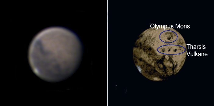 Vulkan Olympus Mons auf Mars abgebildet